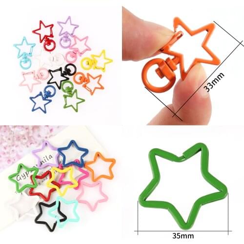 5pcs Trigger Hook Colorful Star Clips Buckles Keychain Lobster Clasp Hook Key Ring Clasp For Jewelry Making Necklace Accessories