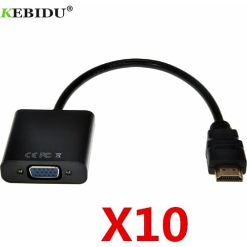 Kebidu 10PCS VGA Cable Adapter Converter Male To Female Built-in Chipset up to 1080p For XBOX 360 for PS3 Playstation