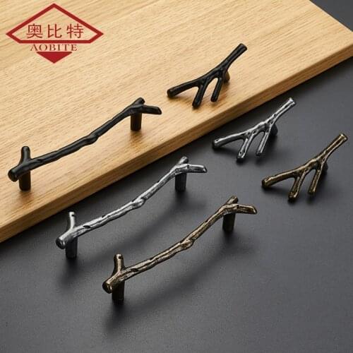 AOBT Antique Tree Branch Handles Knobs 3D Silver Cabinet Cupboard Handles Novelty Creative Fashion Furniture Handles Hardware