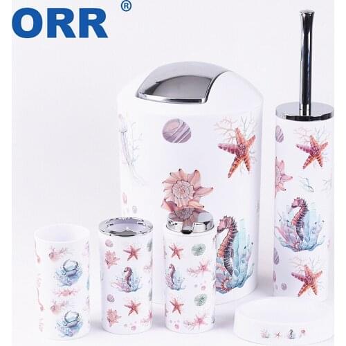 Free shipping Bthroom set 6 pcs Accessroies toilet brush soap dish dustbin Washing tumbler toothbrush cup soap dispenser ORR
