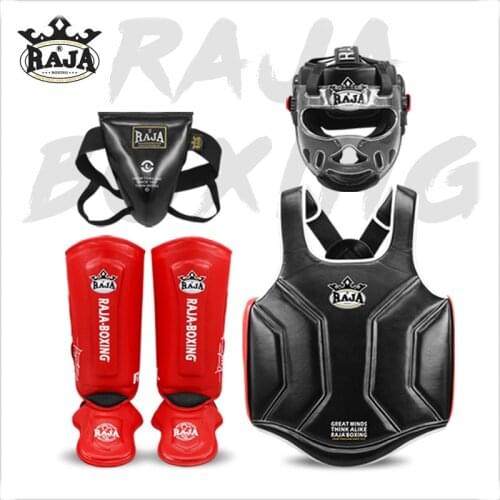 Boxing Sanda Combat Training Match Protection Suit Head Protector, Body Protector, Leg Protector and Crotch Protector Taekwondo