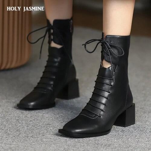 Women Leather High Heel Shoes Women Ankle Boots Warm Winter Shoes Women Zipper Sexy Casual Footwear Size 34-40 High Heel Boots