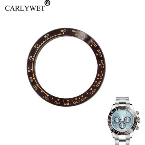 CARLYWET Wholesale Replacement High Quality Pure Ceramic Brown With Gold Writings 38.6mm Watch Bezel for DAYTONA 116500 - 116520