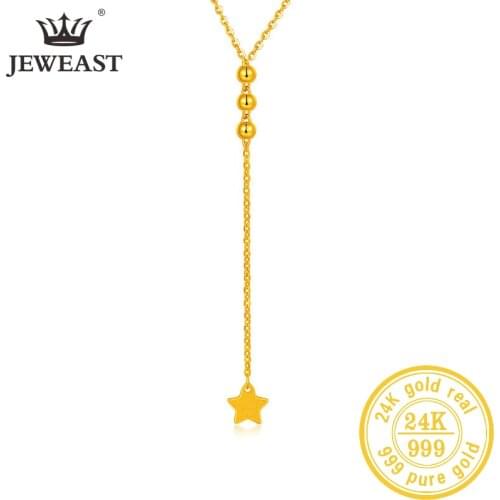 24K Pure Gold Necklace Real AU 999 Solid Gold Chain Beautiful Leaf Upscale Trendy Classic Party Fine Jewelry Hot Sell New 2020