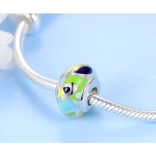 New European Bead 925 Sterling Silver Color Enamel Charm Fit Bracelet Argent 925 Enfant Brand GW Jewellery Amld024