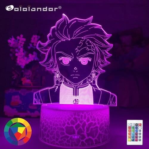 Kimetsu No Yaiba Kamado Tanjirou Figure Led Night Light for Kids Bedroom Decor Nightlight Child Desk 3d Lamp Demon Slayer Gifts