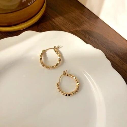 Delicate Geometric Circle Earrings Compact Simple Small Square Tandem Stud Earrings Ins Internet Celebrity Same Jewelry