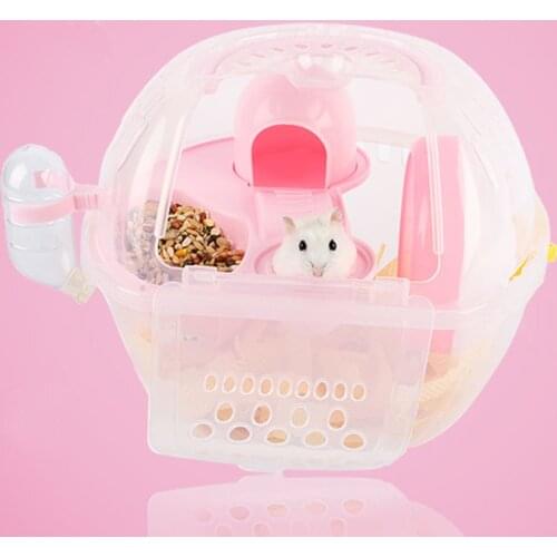 1 Set luxury 29*23*23cm Plastic Transparent Hamster Cage Villa Travel House Portable Carrying Small Pet Carrier Amusement Park