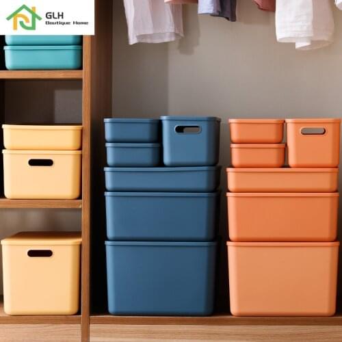4/8/16/24L Large Rectangle Toy Storage Basket Desktop Plastic Snacks Sundries Storage Box With Lid Household Clothes Organizer