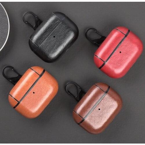 For Apple Airpods Pro 3 Protective Sleeve Leather with Button Bluetooth Headset Inner Anti-scratch Protective Shell Keychain