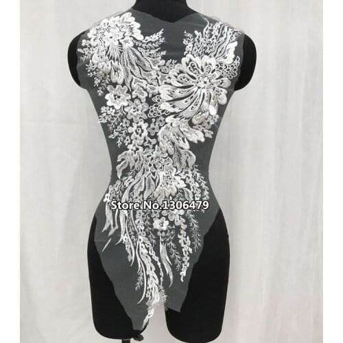 New Fashion Sequins Embroidery Lace Patch Can Be Used for Wedding Dress Decoration DIY Clothing Accessories 32*65CM RS1763