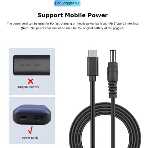 Copper + TPE Power Bank Cable Power Supply Line Replacement Accessory for DJI FPV Combo Drone