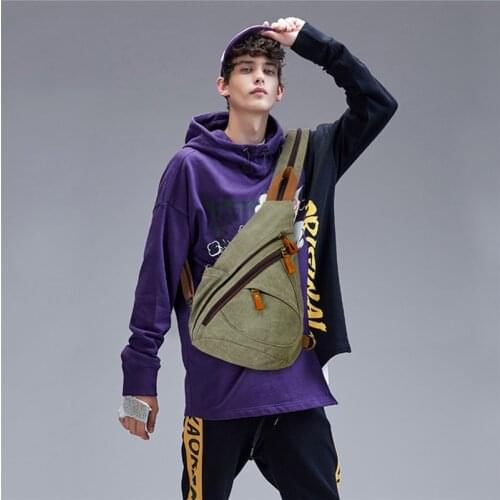 Davidnile crossbody chest bag for men high quality waterproof canvas backpack military shoulder sling bag for running travel