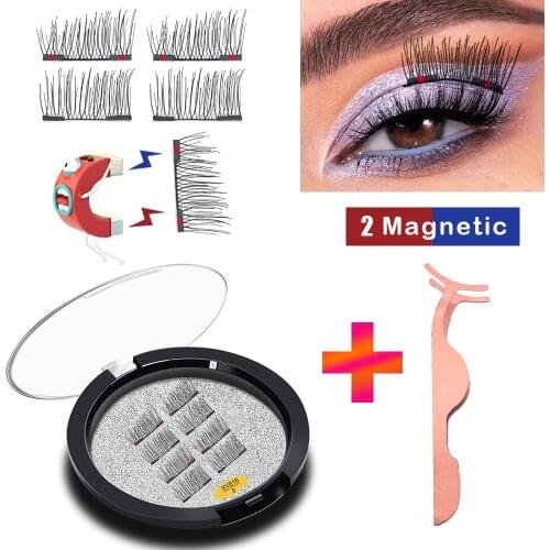 VISIBLE 8PCS 2 Magnets Magnetic Eyelashes 3D Natural Mink False Lashes Extend Handmade Faux Cils Magnetique with Tweezers