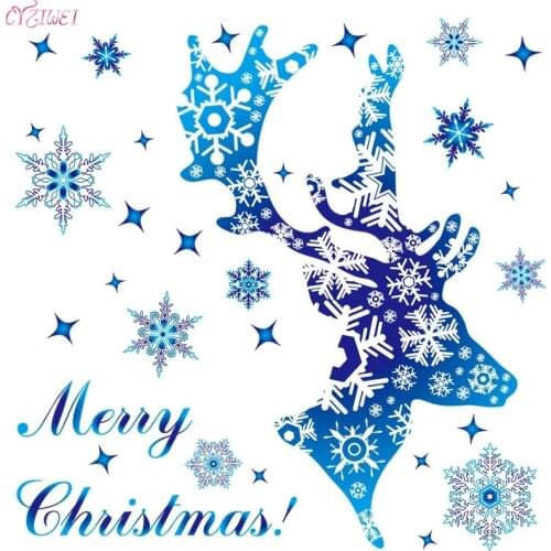 Christmas Window Glass Sticker Elk Snowflake Wall Stickers Christmas Decorations For Home Kids Room Xmas New Year 2022 Navidad