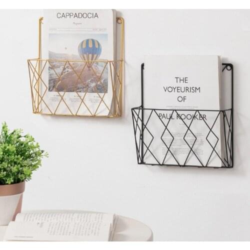 Wall Shelf Wall Hanging Storage Rack Modern Style Space-saving Chic Grid Design Wall Mounted Magazines Storage Rack