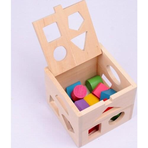 2020 new Natural Wooden blocks for kids Treasure box puzzle Montessori Shape early education toy for baby 1-5 toddlers
