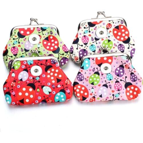 New Vintage 18mm Snap Buttons Jewelry Owl Beetles Flower Snap Button Purse Bag Small Coin Wallets Pouch for Girl Women Gift