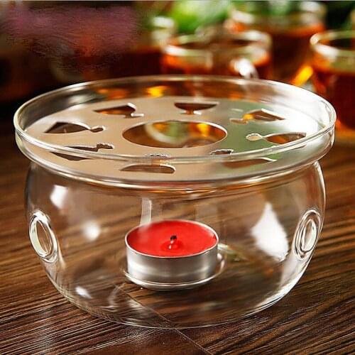 New Clear Glass Heat-Resisting Round Teapot Warmer Heater Base Candle Holder KI