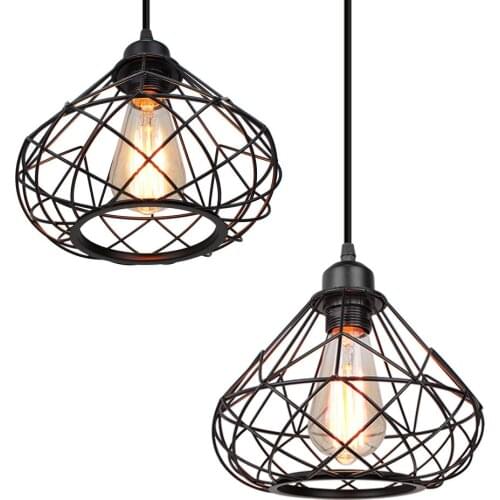 Industrial Vintage Iron Pendant Lights Black Cage Ceiling Pendant Lamp Sconce Hanging Droplight Lamps Luminaire Suspension Decor