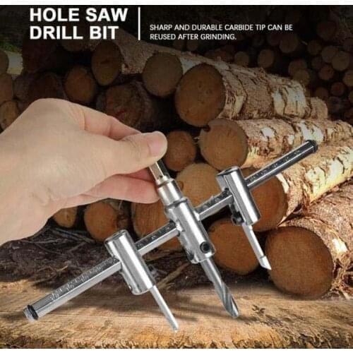 Adjustable Aircraft Type Hole Opener 30mm-120mm Woodworking Opener Adjust Wood Circle Hole Saw Cutter Tool Kit Set Cordless Dril
