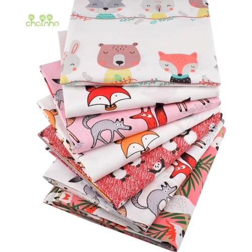 Red Foxes Pattern Cartoon Series,Printed Twill Cotton Fabric, For DIY Sewing Quilting Baby &Childrens Bedclothes Material