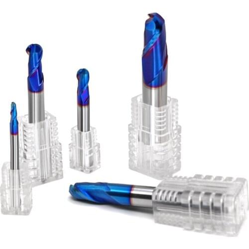 5pcs HRC65 2Flute Ball Nose End Mills 1MM 12MM 3MM 4MM 5MM 6MM 8MM tungsten steel ball endmills cutting CNC alloy milling cutter