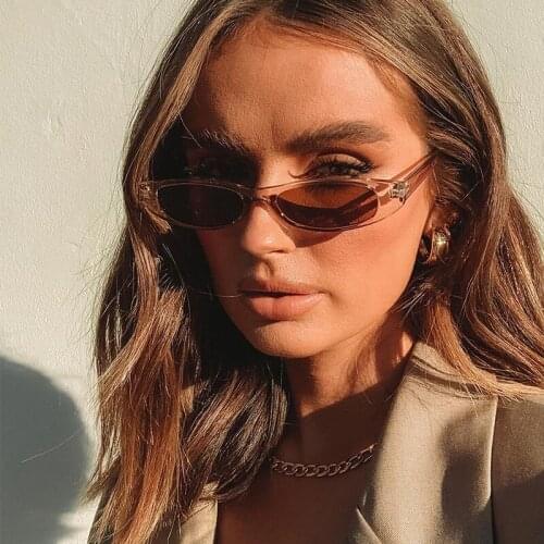 Small Sexy cat eye Sunglasses Women Vintage Summer Champagne Female Shades Eyewear Lady Brown Oval Trend Sunglasses Ladies