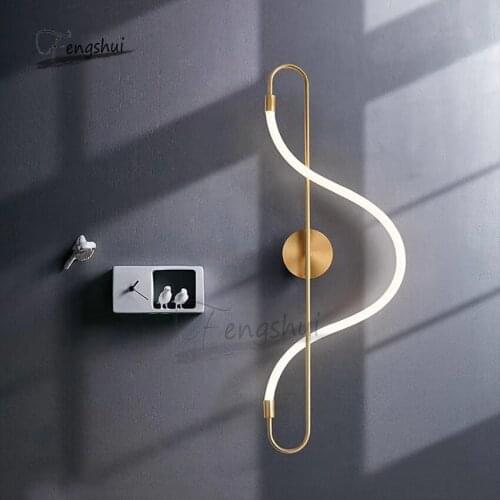 Modern Luxury LED Wall Lamp Creative Long Musical Note Bedside Lamp Decor Living Room Background Wall Aisle Wall Light Fixture