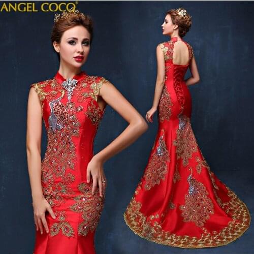 Rhinestones Sequined Evening Dresses Long 2020 Elegant Muslim Mermaid Arabic Formal Dress Prom Party Gown Robe de Soiree Jurken