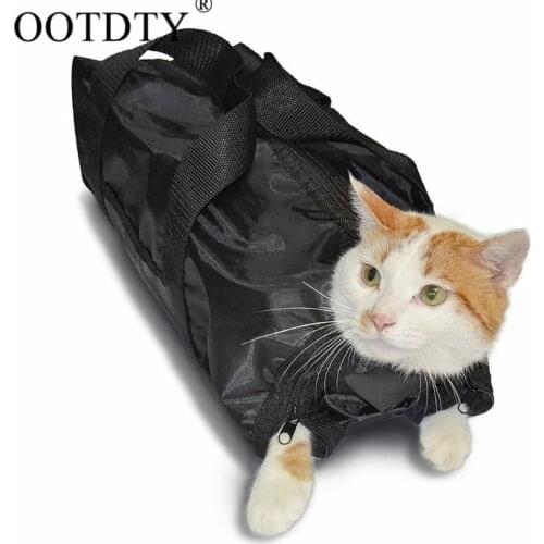 Heavy Duty Mesh Cat Grooming Bathing Restraint Bag No Scratching for Claw Nail Trimming Injecting Examing - 2 Sizes & Vet Tool