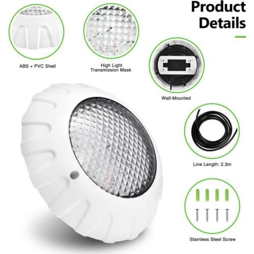 38W Colorful IP68 Waterproof Pool Light 12V LED Wall Mounted Light Underwater Light RGB Light With Remote Controller