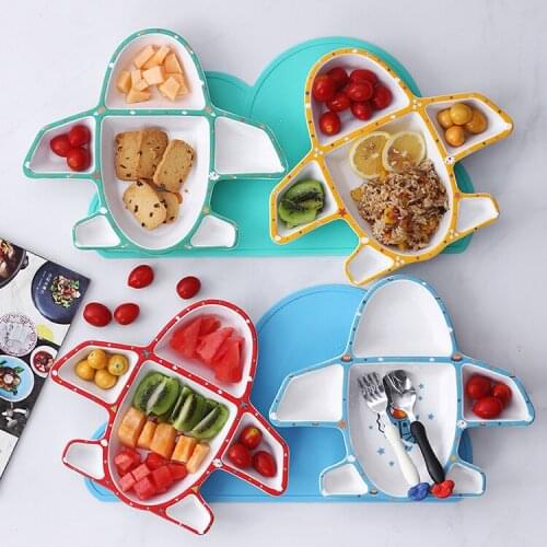EECAMAIL Colorful Cartoon Airplane styling Plate Fruit And Vegetable Plate Children Eat Rice Bowl Plate Auxiliary Food Tableware