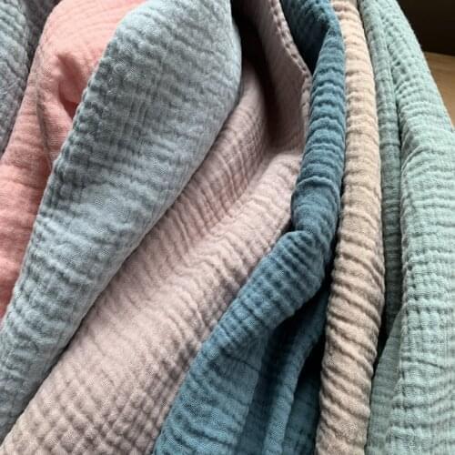 Natural 100% Cotton Double Gauze Fabric Crinkle Fabric 135cm width 125 gsm for baby clothes bedding fabric 2meter sample CD03B