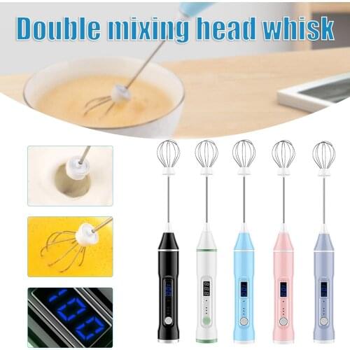 USB Hand Blender Mini Handheld Mixer with 2 Whisk Egg Beater LCD Display 3 Levels Adjustable Kitchen Cooking kitchen tools