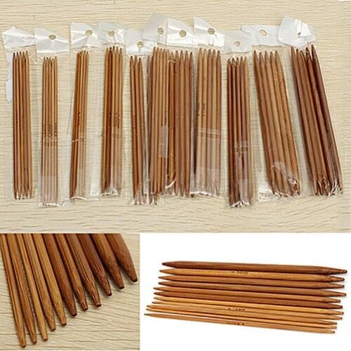 55Pcs/Set Crochet Hooks13cm Double Pointed DIY Carbonized Bamboo Straight Knitting Needles Sweater KnitTool Lot Sewing Accessori