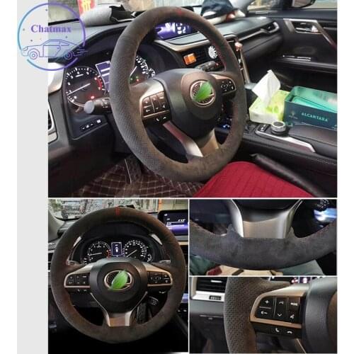 Embroidery Steering Wheel Cover for Lexus CT200H IS ES200 ES300 RX300 NX200 Suede Leather Hand Sewing Wrap DIY Stitchwork Holder