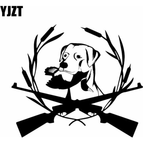 YJZT 16.6X14.3CM Intereting Car Stickers Vinyl Decal Hunting Dog Labrador Pet Animal Black/Silver C24-1461