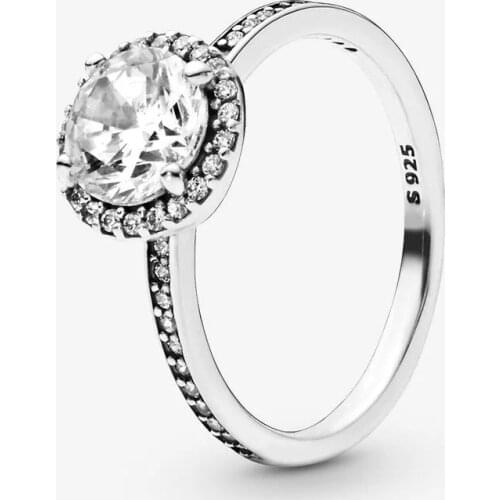 100% 925 Sterling Silver Rings for Women Round Sparkle Halo Ring Original Jewelry Wedding Party Gift Bague 2021 New