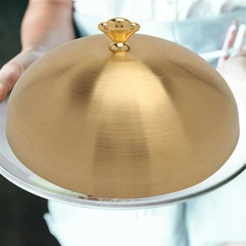 1PC Stainless Steel Steak Cover Western Food Supply Ball Shape Cover Luxury Hotel Western Food Products Ball Cover (Golden)