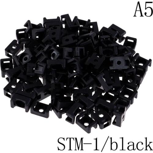 100Pcs White Black Cable Tie Mount Wire Buddle Saddle Type Plastic Holder