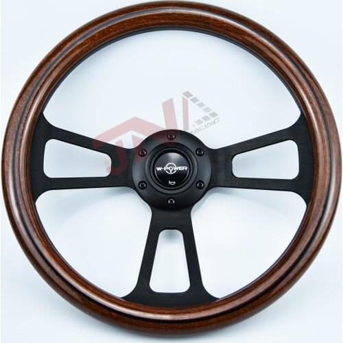14inch PU + Copy Wood Racing Car Steering Wheel Flat Spoke with bolt fitting pattern