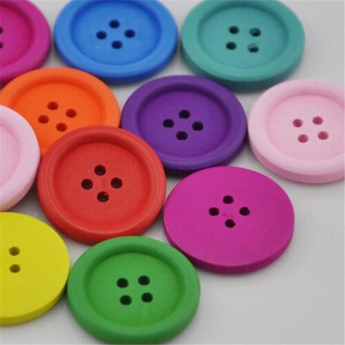 20 pcs Mix Circular Wood Button 4 holes Craft Sewing 25 mm WB155