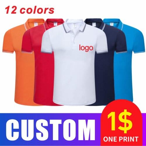 2021 casual polo shirt mens short-sleeved slim custom printed embroidery