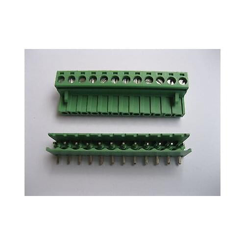 30 pcs 5.08mm Angle 12 pin Screw Terminal Block Connector Pluggable Type Green