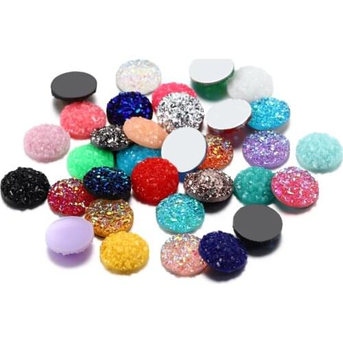 30Pcs/Lot 12mm Mix Colors Resin Round Rhinestone Cabochon Gems For DIY Jewelry Making Earring Pendants Decoration Craft Supplies