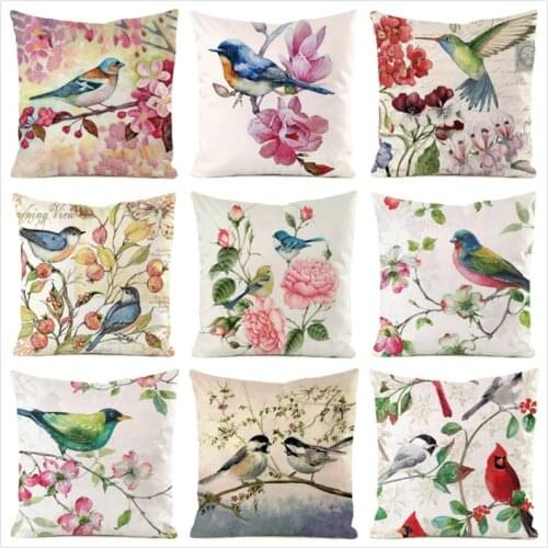 45cm*45cm **Morning Bird** Inimitated Silk Fabric Throw Pillow Covers Couch Cushion Cover Home Decorative Pillows Pillow Case
