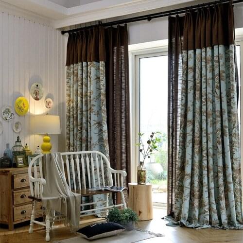 American Country French Flower and Bird Retro Pastoral Printing Curtains for Living Dining Room Bedroom Villa Curtain New 2021