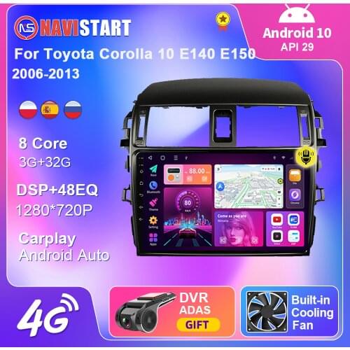 For Toyota Corolla 10 E140 E150 2006-2013 Car Radio Multimedia Player GPS Navigation Carplay 2 din Android 10 Android Auto DVD