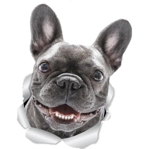 B0584# 13CM 17CM Self-Adhesive Decal Smiling Frenchie French Bull Dog Car Sticker Waterproof Auto Decors on Bumper Rear Window